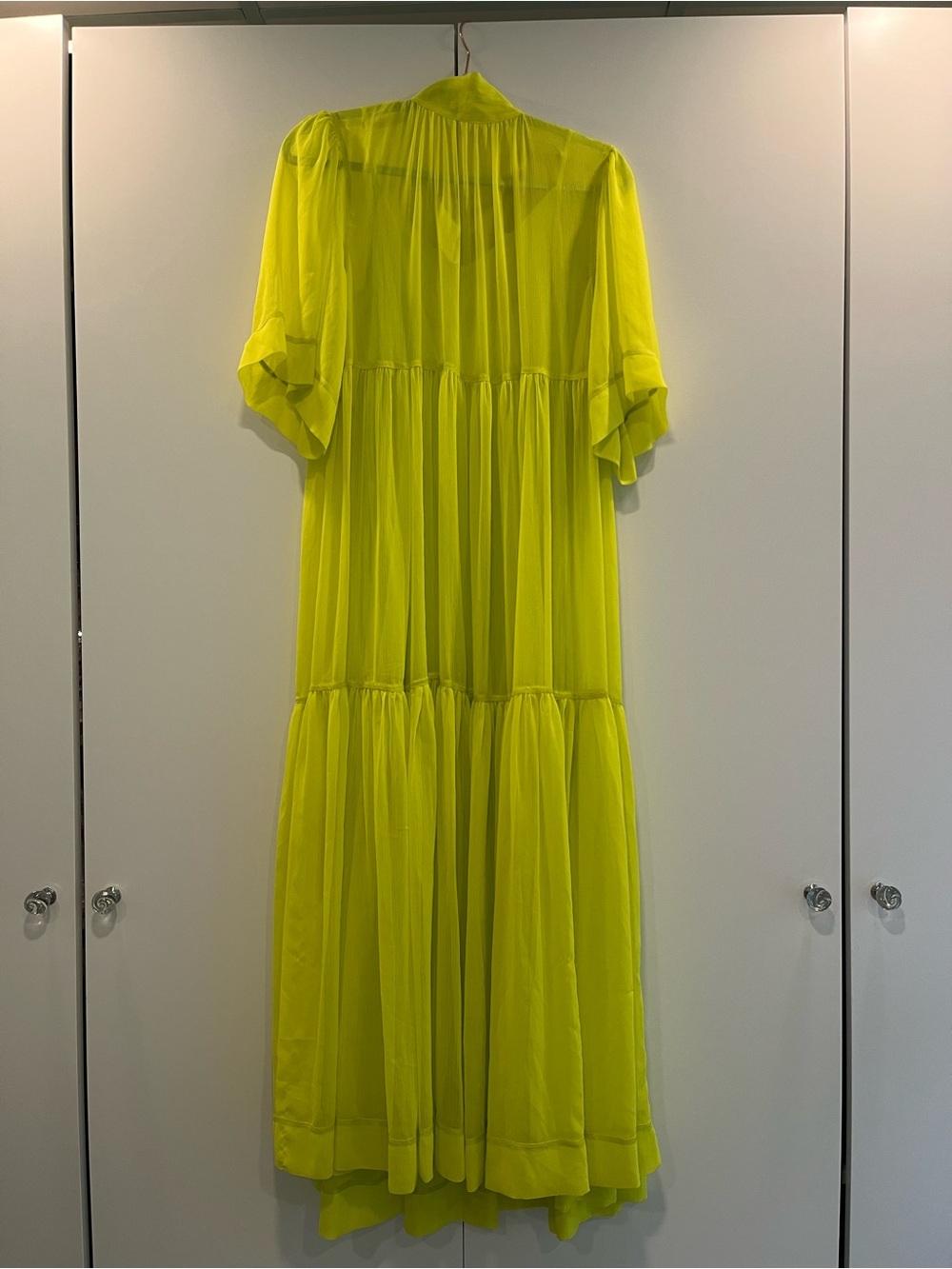 H&M Neon Yellow Tiered Maxi Dress